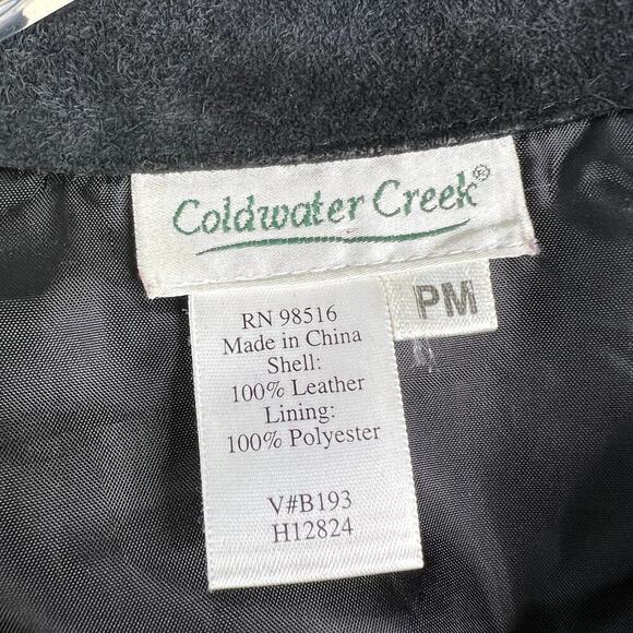 Coldwater Creek 100% Suede Leather Jacket Black Snap Button Women's P Medium - Picture 2 of 6
